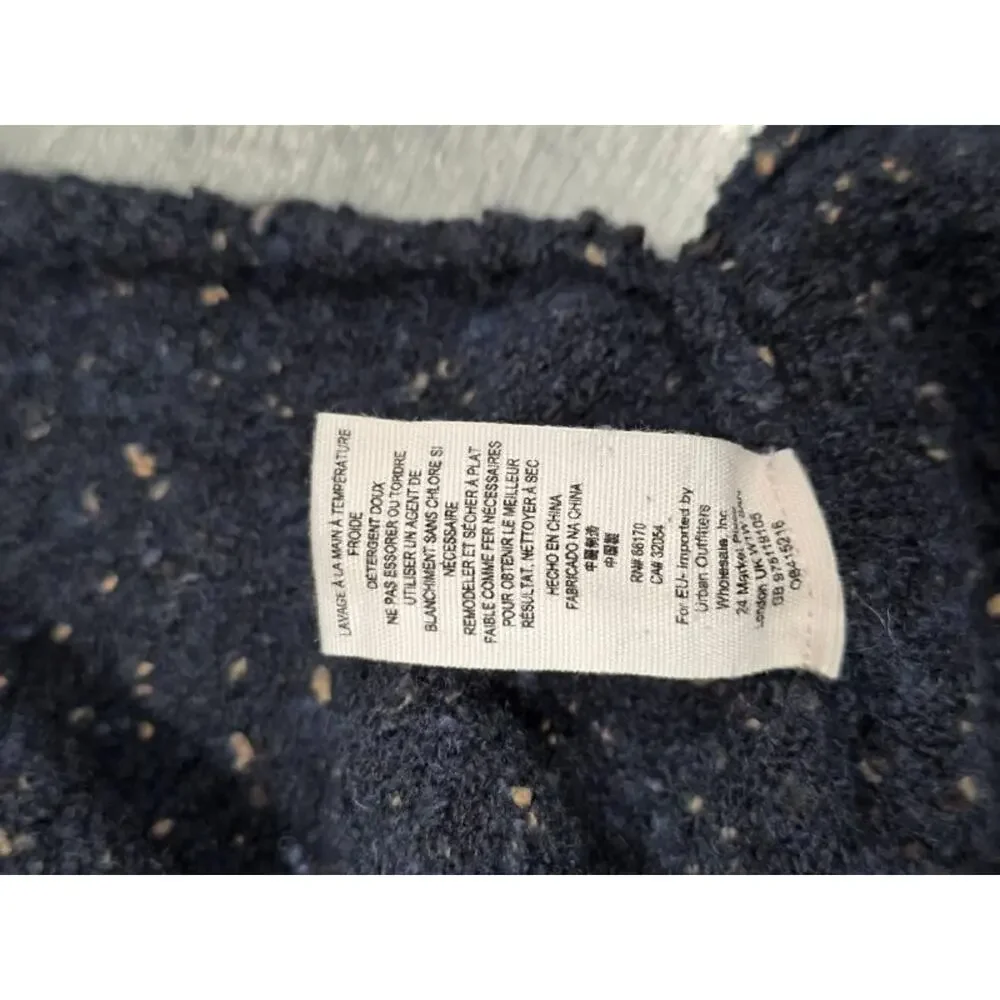 Free People Tweed Knit oversized Sweater Midnight Large A004937
